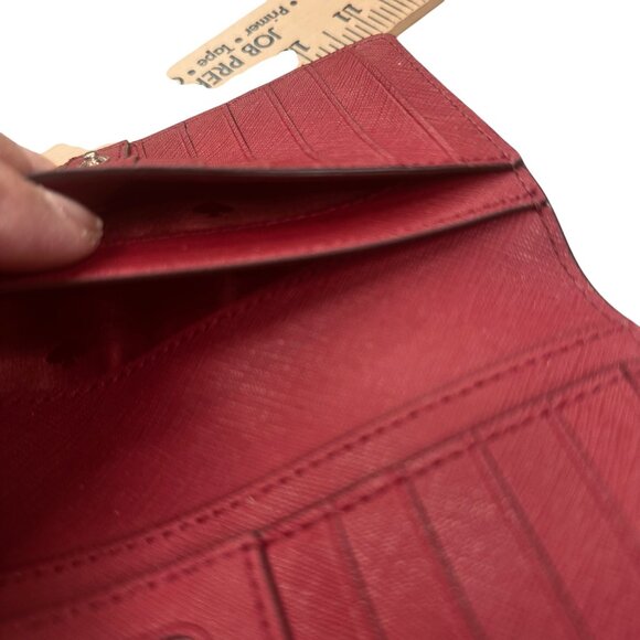 Kate Spade Madison Deep burgundy Saffiano Leather Slim Bifold Snap Wallet - Picture 8 of 11